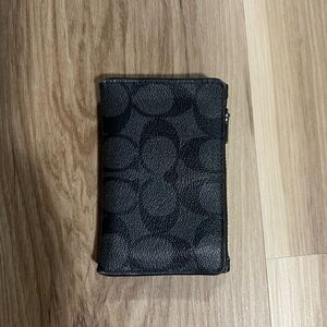 Coach Slim Bifold Card Wallet in Signature Canvas Charcoal / Black Mens Unisex